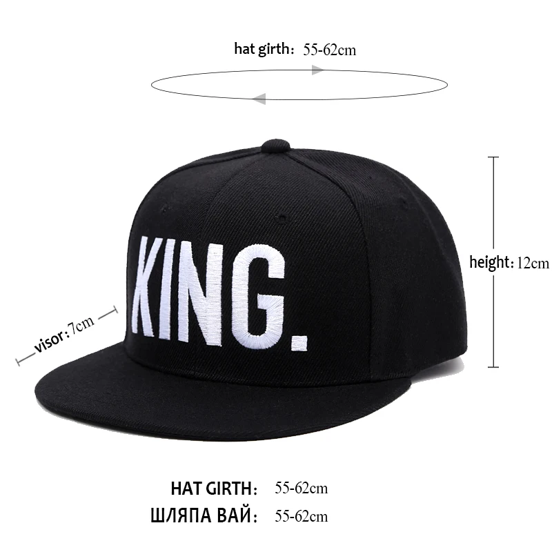 VORON2017 new KING QUEEN Snapback Hat Acrylic Couple Baseball Cap Men Women Lovers Gifts For Girl Boy Friends Hip Hip Cap 4color