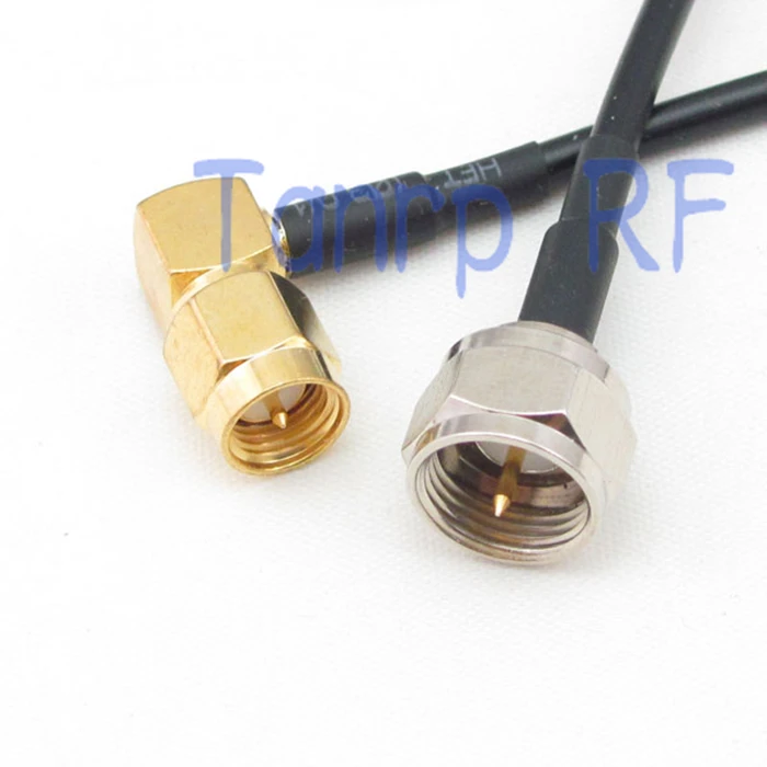 

10pcs 6in F male plug to SMA male right angle 90 degree RF connector 15CM Pigtail coaxial jumper cable RG174 extension cord