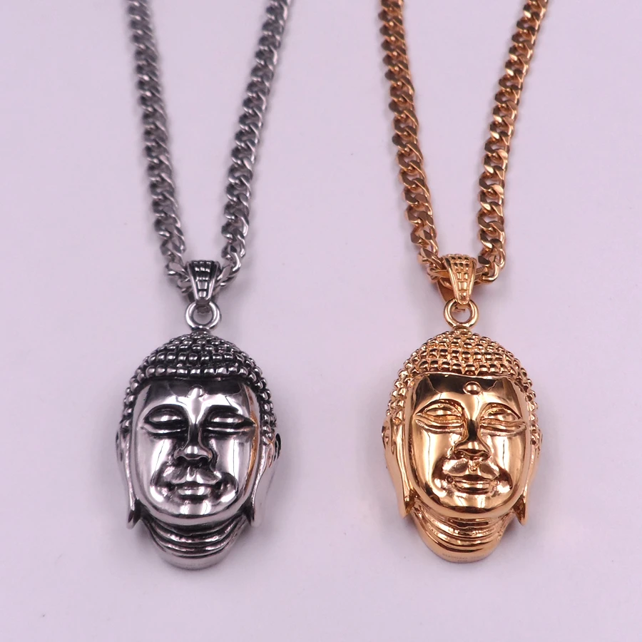 Stainless Steel Gothic Jewelry  Biker Buddha Pendant  Necklace Men's XMAS  Gift 5mm 24'' Curb  chain