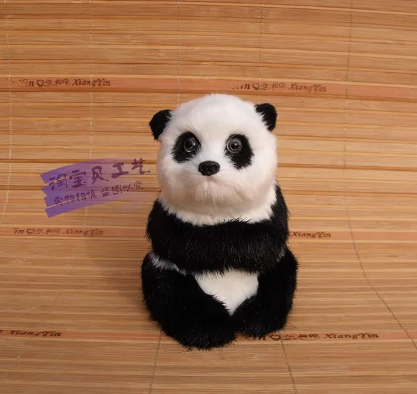 

small cute simulation sitting panda toy polyethylene&fur white&black panda doll gift about 10x8x11cm 2458