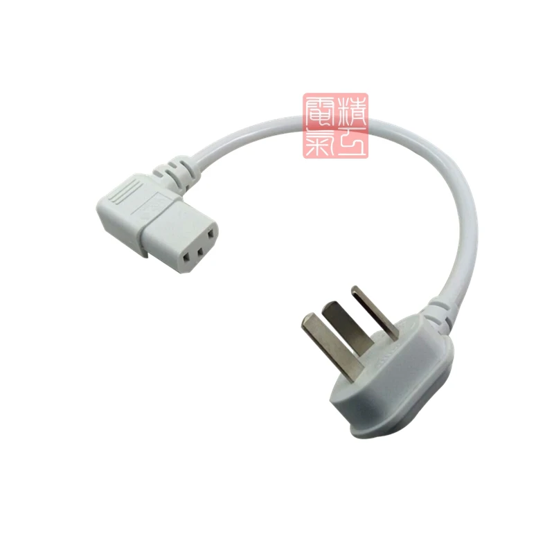 3 Prong Plug PC Portable Power Cord Computer IEC320 C13 Short Cable 20cm Angled Elbow Design