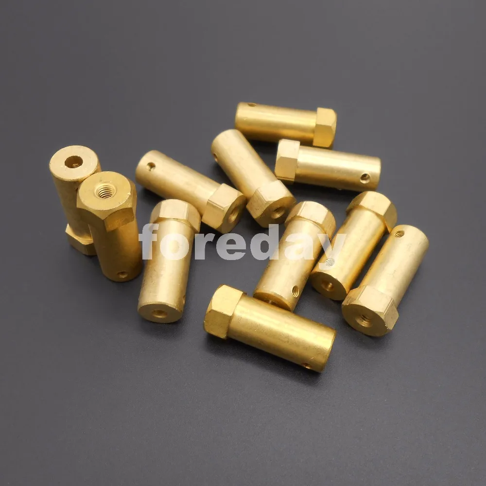 100PCS Brass 30MM Hex Hexagonal hexagon Coupling Coupler 6MM Six edge Shaft Motor Flexible M6 100 Spanners Wrenches *FD330X100