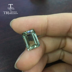 Tbj、8.2ct 10月カットのグリーンアメジスト10x 14mm、シルバージュエリー取り付け用、100% 天然アメジストルースジェムストーン