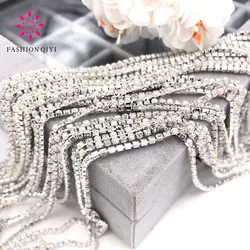 5 metri 2mm di base Del Nastro Trasparente bianco di cristallo di vetro strass perle misti con artiglio cucire sulla catena della tazza fai da te accessori di abbigliamento