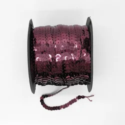 100Yards 6mm Round Sequins Trim, Sold per Packet of 1 Roll(100 Yards)-Dark Red Sequin Roll Deep Red Confetti Spangle