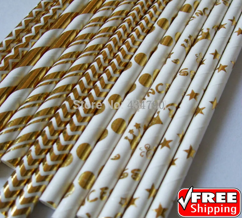 11000 Pcs Free Shipping Paper Straws Wholesale-Over 450 Designs to Pick-Gold Silver Pink Blue Red Vintage Wedding Birthday Party