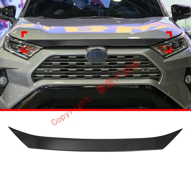 Carbon Fiber Style Front Grille Around Hood Trim For Toyota Rav4 2019 2020 Car Accessories Stickers