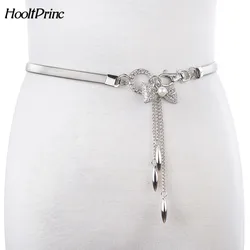 Women's Belts Hot bowknot loving heart Gold Belt Chain Elastic Stretch Metal Strap Adjustable Luxury Chain Ceinture Waist Dress