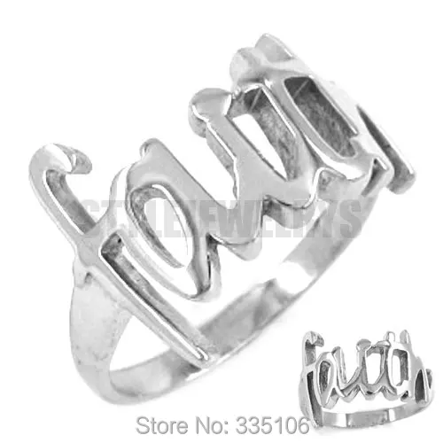 Fashion Faith Love Hope Ring Stainless Steel Jewelry Classic Letters Ring For Women Girls  Present SWR0199A