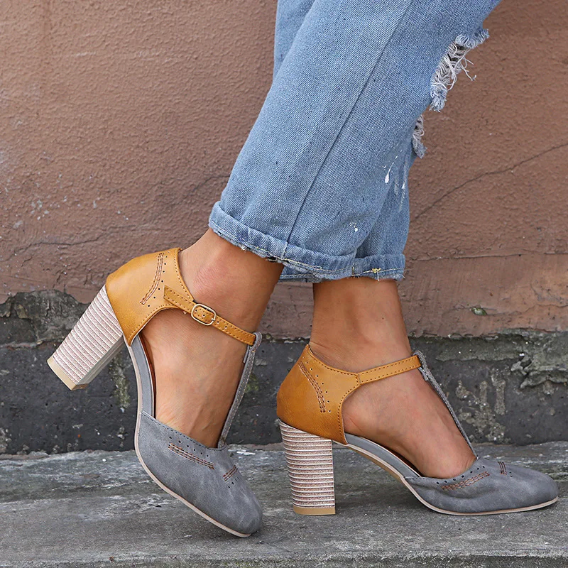 Women new fashion Platform Sandals Buckle High Heel Sandals Women Summer Shoes Square Heel Gladiator Sandals image 5