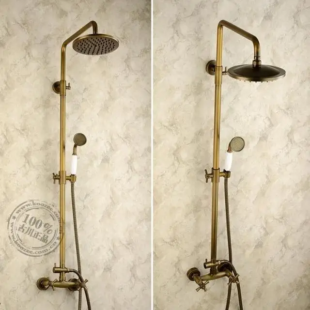 Furukawa antique copper whole suite shower nozzle surface mounted lift European retro black bronze large shower