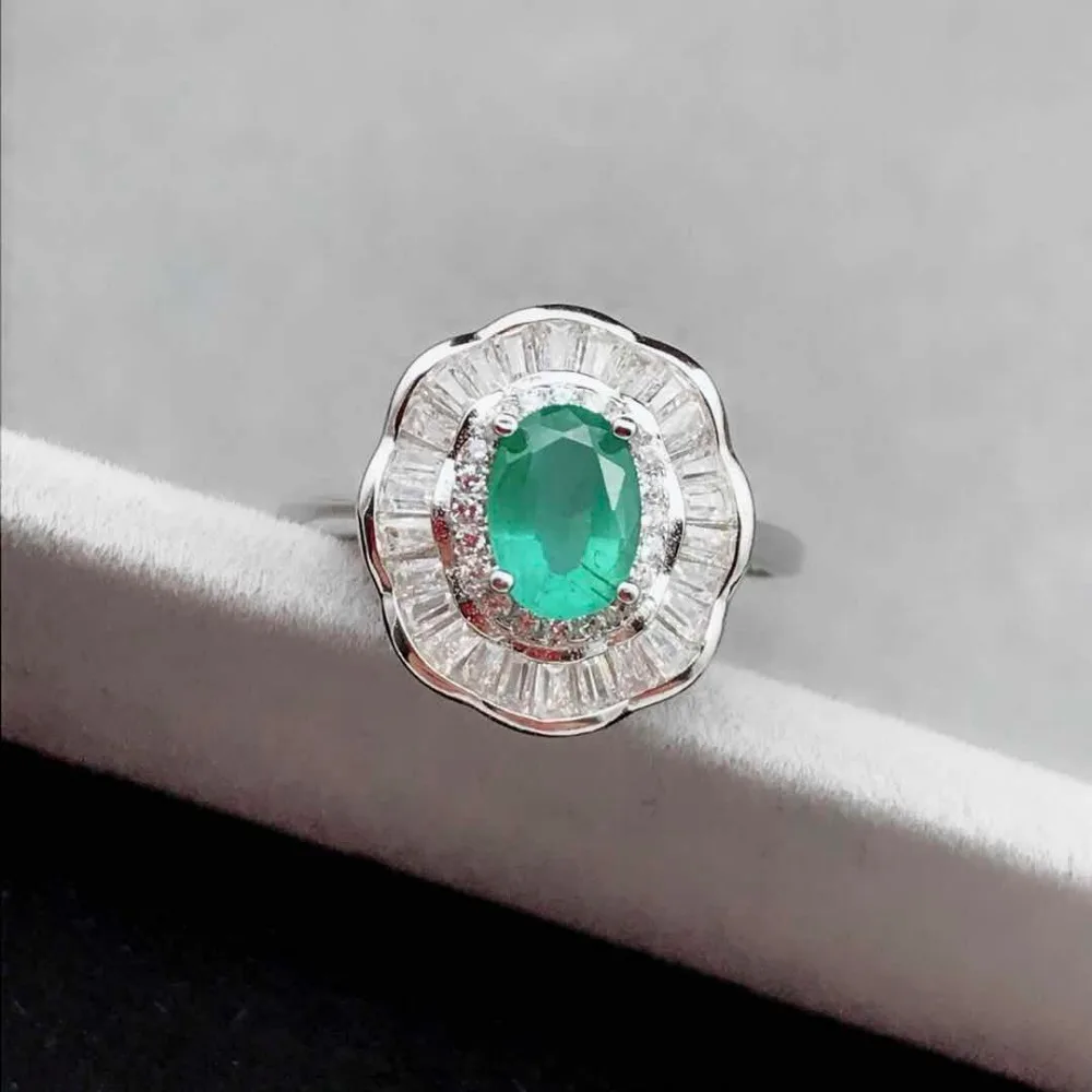 Emerald Statement Ring 925 Sterling Silver Wedding Fine Jewelry For Women