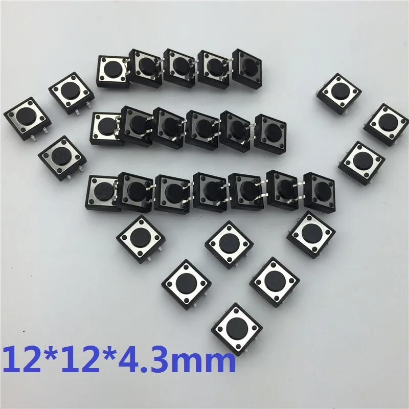 30pcs/lot 12x12x4.3MM 4PIN G81 Tactile Tact Push Button Micro Switch Self-reset DIP Top Copper Free Shipping