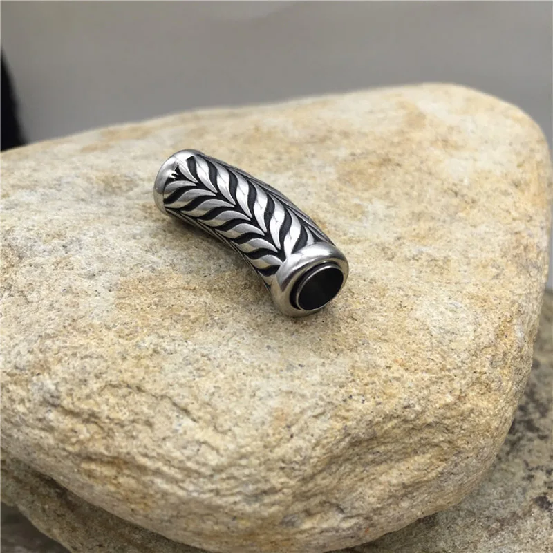 6mm 316l Stainless Steel Leaf Pattern Magnet Buckle Connectors Charms Fit Leather Bracelet Magnetic Clasp Jewelry Findings