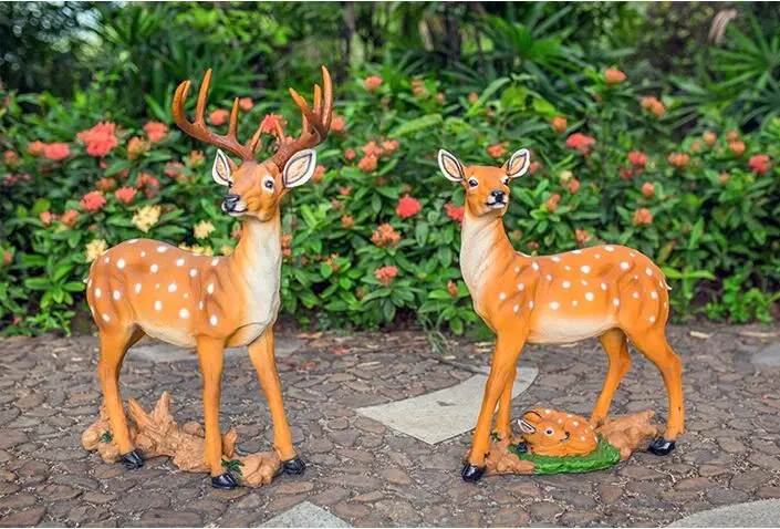 artificial vivid sika deer model Environmental resin garden decoration Sculpture handicraft,Pastoral gift a0177