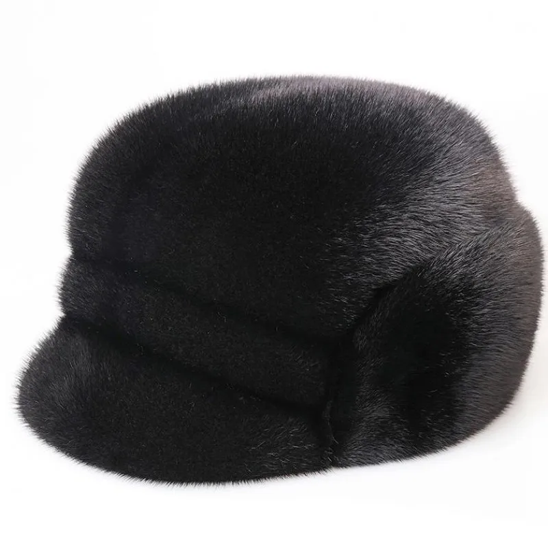 2020 new men mink fur hat New Fashion Men\'s real Mink Fur Winter Warm Hat / Cap Flat frosted marten fur Hat