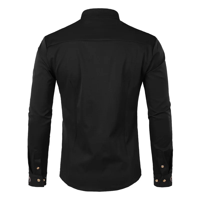 Men\'s Hipster Oblique Button Down Embroidery Dress Shirt 2022 New Slim Fit Long Sleeve Shirt Men Casual Business Wedding Camisas