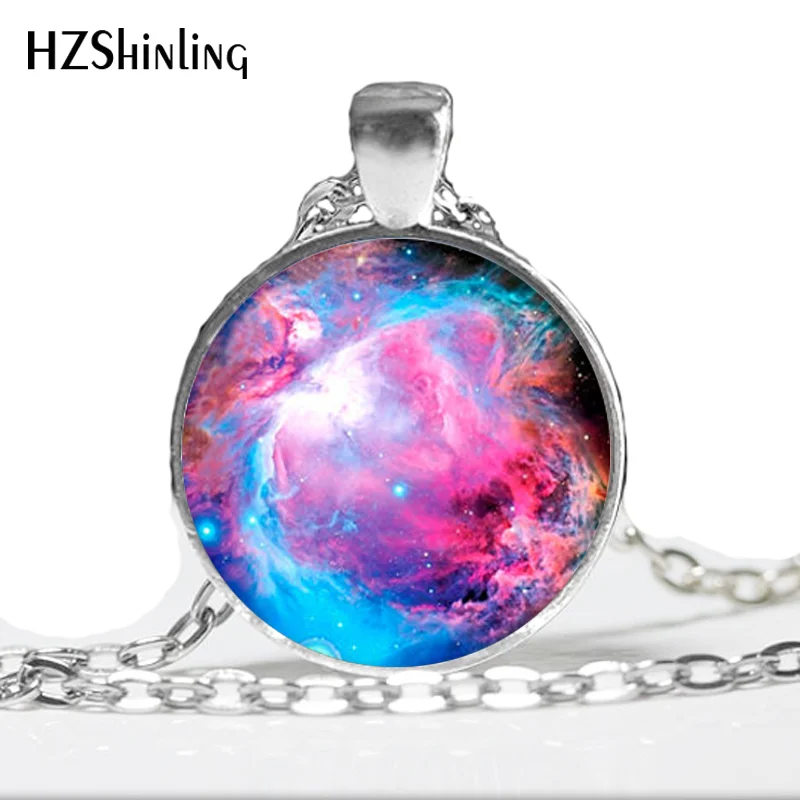 Collar con colgante de galaxia para hombre, joyería con diseño de universo de Orión, cabujón de cristal con foto artística, HZ1