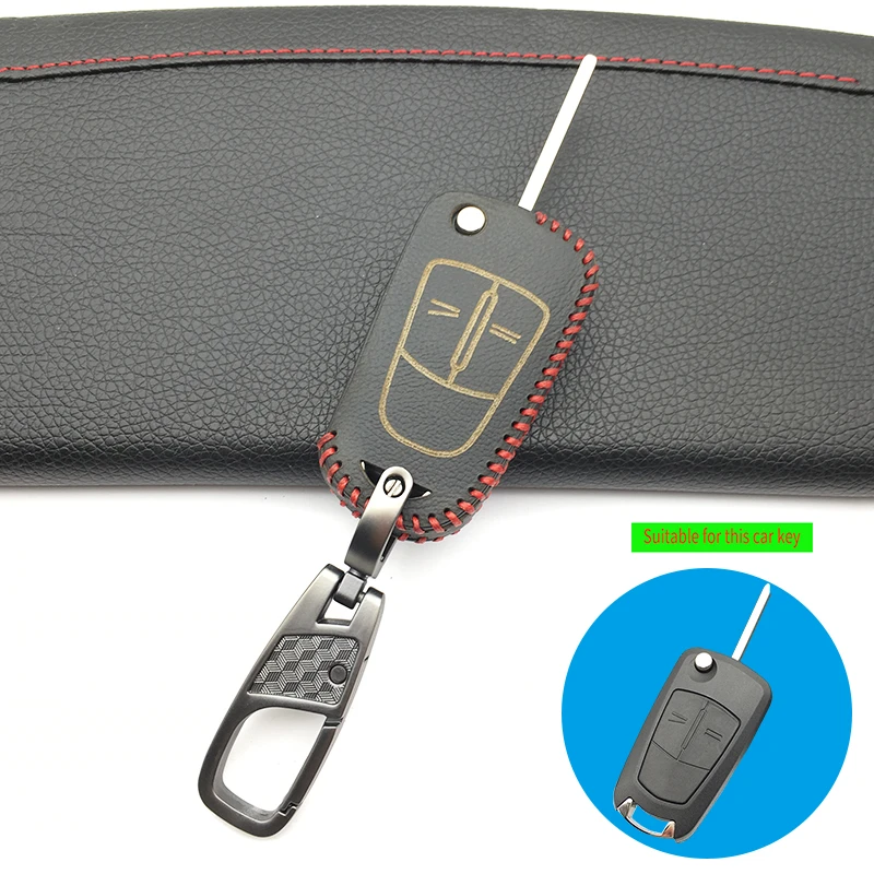 Good Quality Leather Car Key Cover Case For Opel Vectra C Astra H Corsa D Zafira 2 Buttons Flip Folding Remote Key