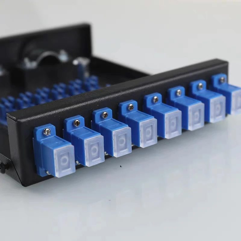 Panel de conexión ftth de 8 núcleos SC, incluye adaptador de fibra y caja de terminales de 6 puertos con coleta y tapa antipolvo transparente de 1,0mm de espesor ST LC FC