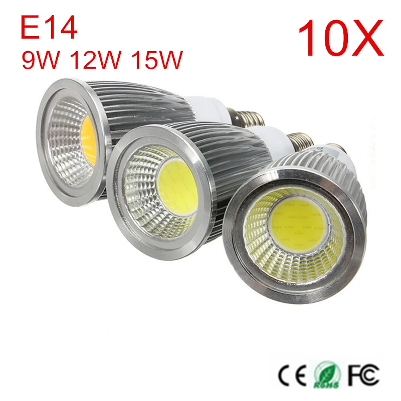 

Super Power LED lamps E14 9W 12W 15W COB Chips High Lumen led spotlight Bulb Pendant lights AC85-265V Ceiling light 10pcs/lot