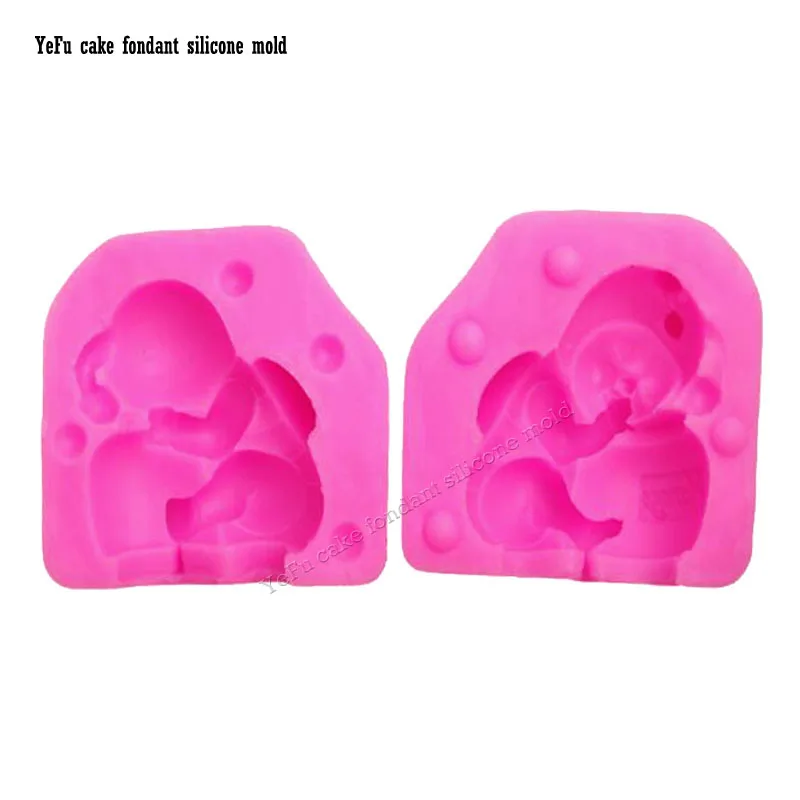 3D Sleeping baby Bee birthday cake decorating tools fondant molds sugar craft chocolate bakeware F0874