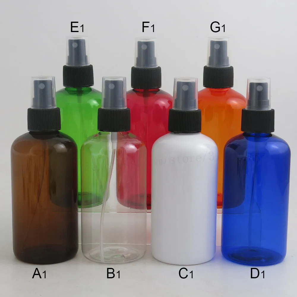 360 x 220ml 220cc Empty Amber White Blue Green Red Orange Clear Plastic Atomizer Bottle with Pet Sprayer Big Cosmetic Container