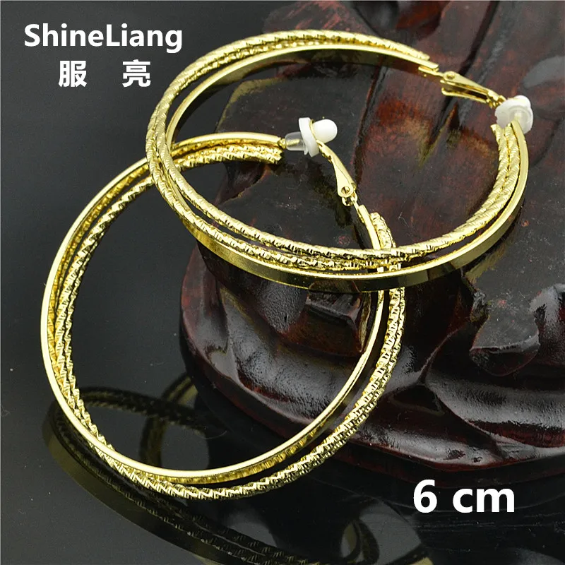 Big Circle Clip on the ear ring No ear hole Without piercing Earrings for women Fashion jewelry Accessories Gold Silver Plating