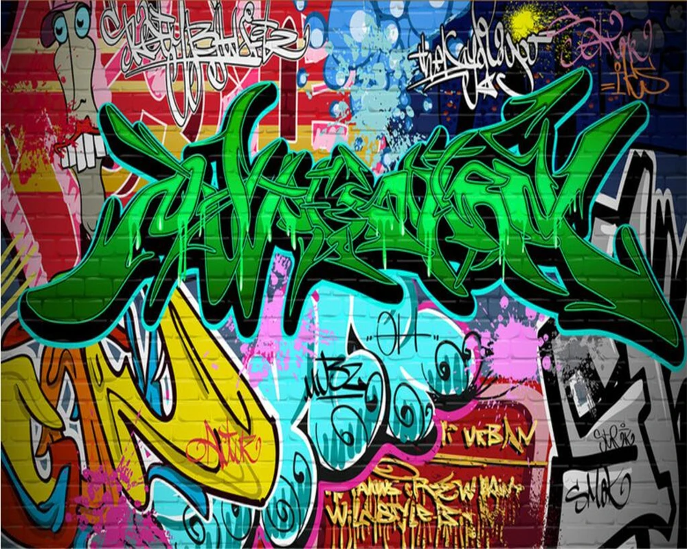Custom Size Wallpaper Color Graffiti KTV Tooling Background Wall Decoration Painting Restaurant Gallery Mural 3D Wallpaper