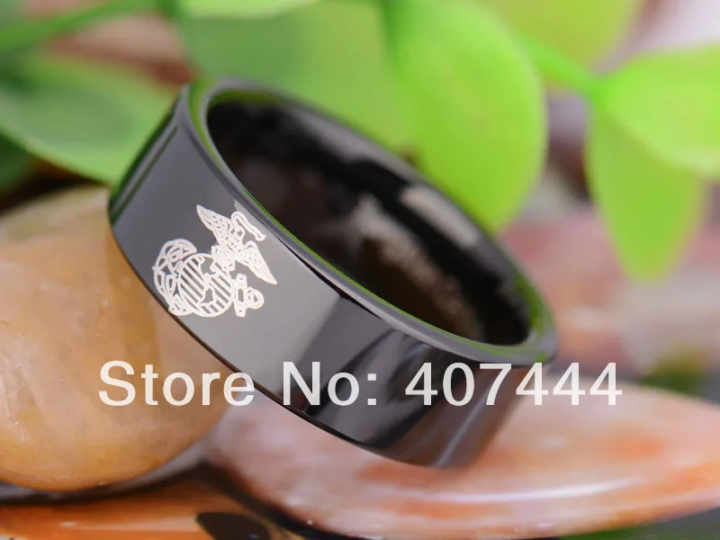 

Free Shipping YGK JEWELRY Hot Sales 8MM Black Pipe Military Army Marines New Mens Tungsten Carbide Wedding Ring