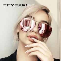 2020 New Fashion Brand Design Vintage Rimless Pilot Sunglasses Women Men Retro Clear Lens Coating Mirror Sun Glasses for Female