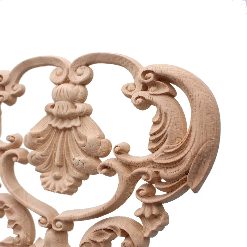 VZLX Vintage Unpainted Wood Carved Corner Onlay Applique Frame For Home Furniture Wall Cabinet Door Crafts Home Decor Decoration