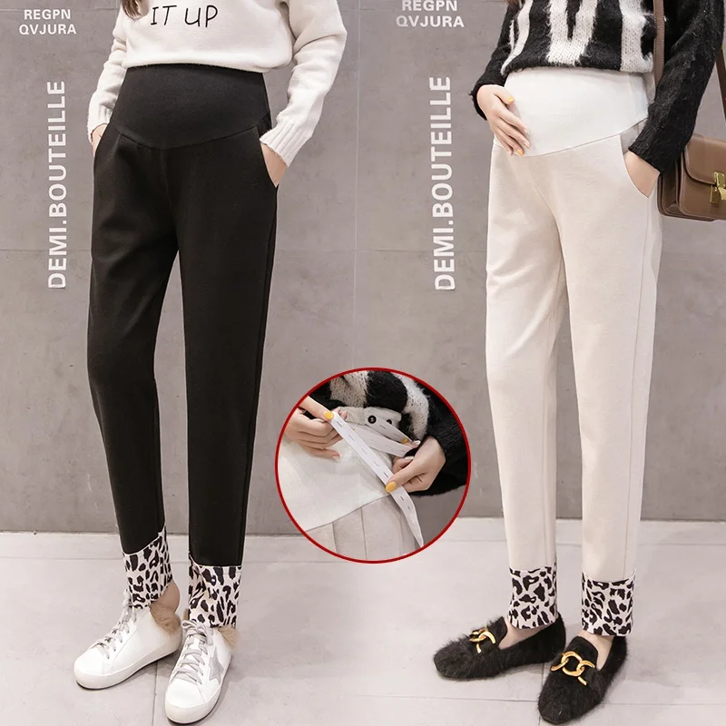 

Maternity wear 2019 spring new pregnant women woolen casual pants versatile stomach lift pants vetements femme enceinte