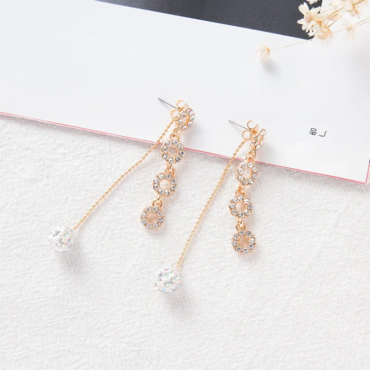 Neoglory Punk 2017 Fashion New Earrings Simple Wild Crystal Tassel Super Fairy Long Temperament Ladies Earrings Wholesale Sales