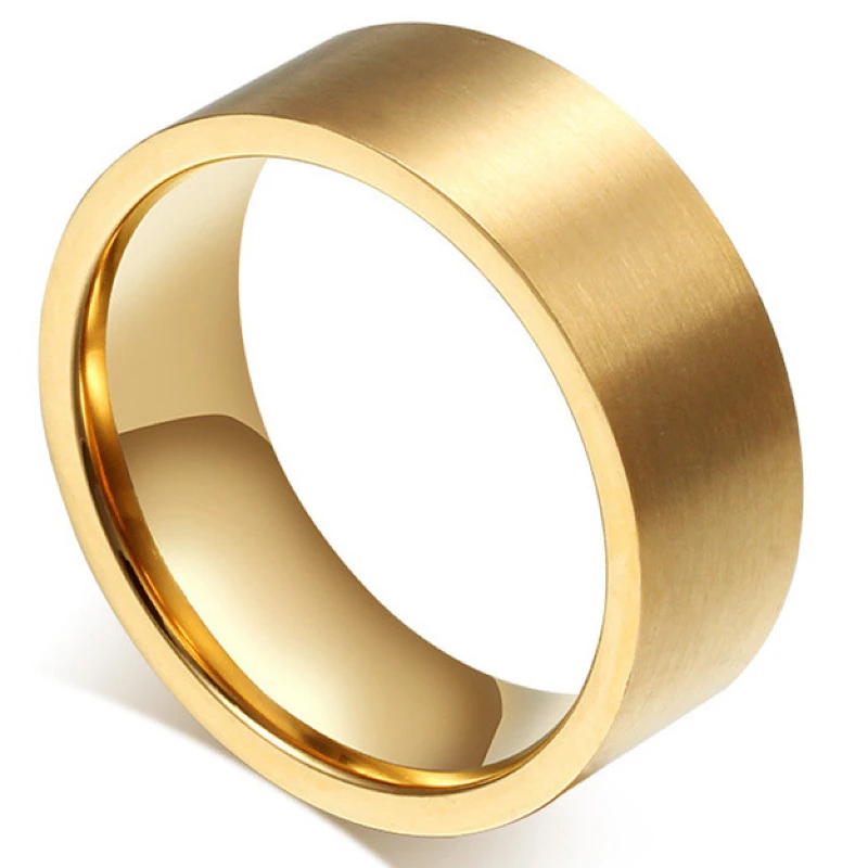 QianBei-Clássico Anel Amplo Chunky para Homens, Cor do Ouro, Cor Prata, Anel Masculino de Aço Inoxidável Preto, Jóias de Casamento Aliança, 8mm