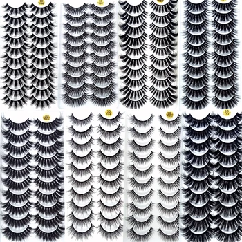 ใหม่ 10 คู่ขนตาปลอมธรรมชาติปลอมขนตายาวแต่งหน้า 3d Mink Lashes Extension Eyelash Mink Eyelashes สําหรับความงาม 57