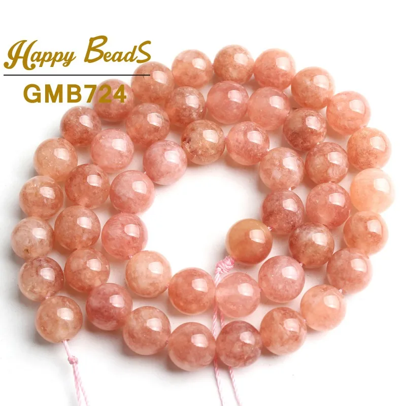 4/6/8/10/12mm Sunstone Beads Round Loose Spacer Beads 15\'\'Inch For Jewelry Making Angelite Stone DIY Bracelet Necklace Wholesale