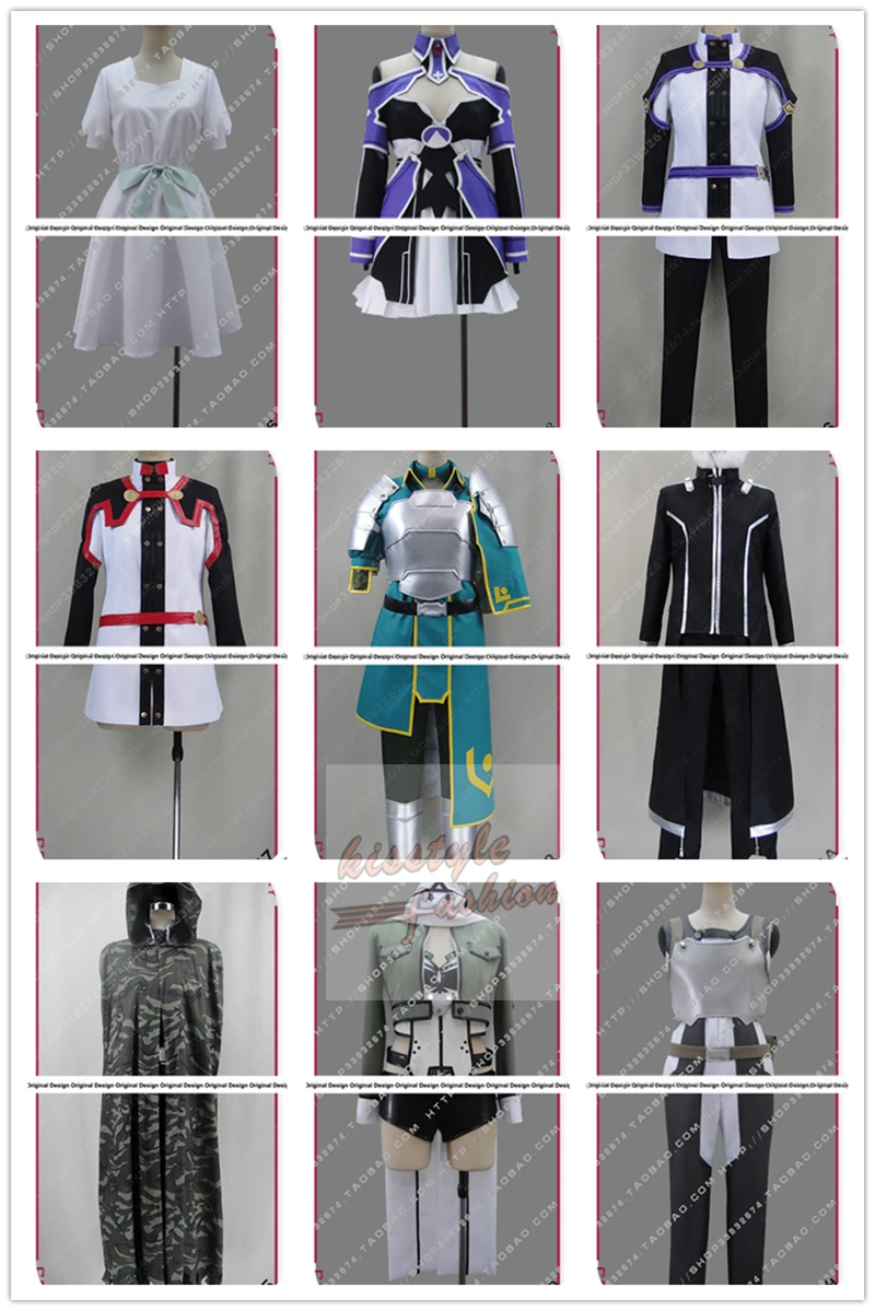 Sword Art Online SAO Asuna Yuuki Kirito Kazuto Konno Yuuki Group of Characters Cosplay Costume,Customized Accepted