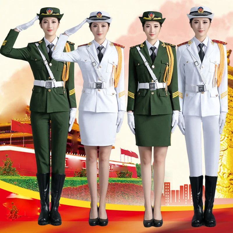 

Flag Raiser Guard Uniform China National troops Costume Drum University Orchestra Clothes Chorus Outfit Jacket + Pants + Belt