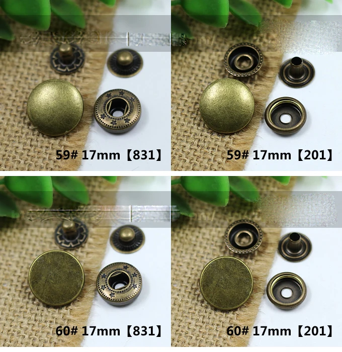 17mm round vintage bronze color metal snap button leather craft bag clothing sewing accessories 50sets/lot