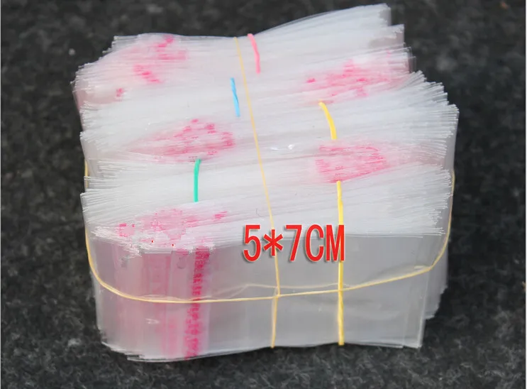 1000PCS 5x7cm opp transparent clear self adhesive seal plastic bags for necklace/jewelry/gift/Headbands diy small packing bag pe