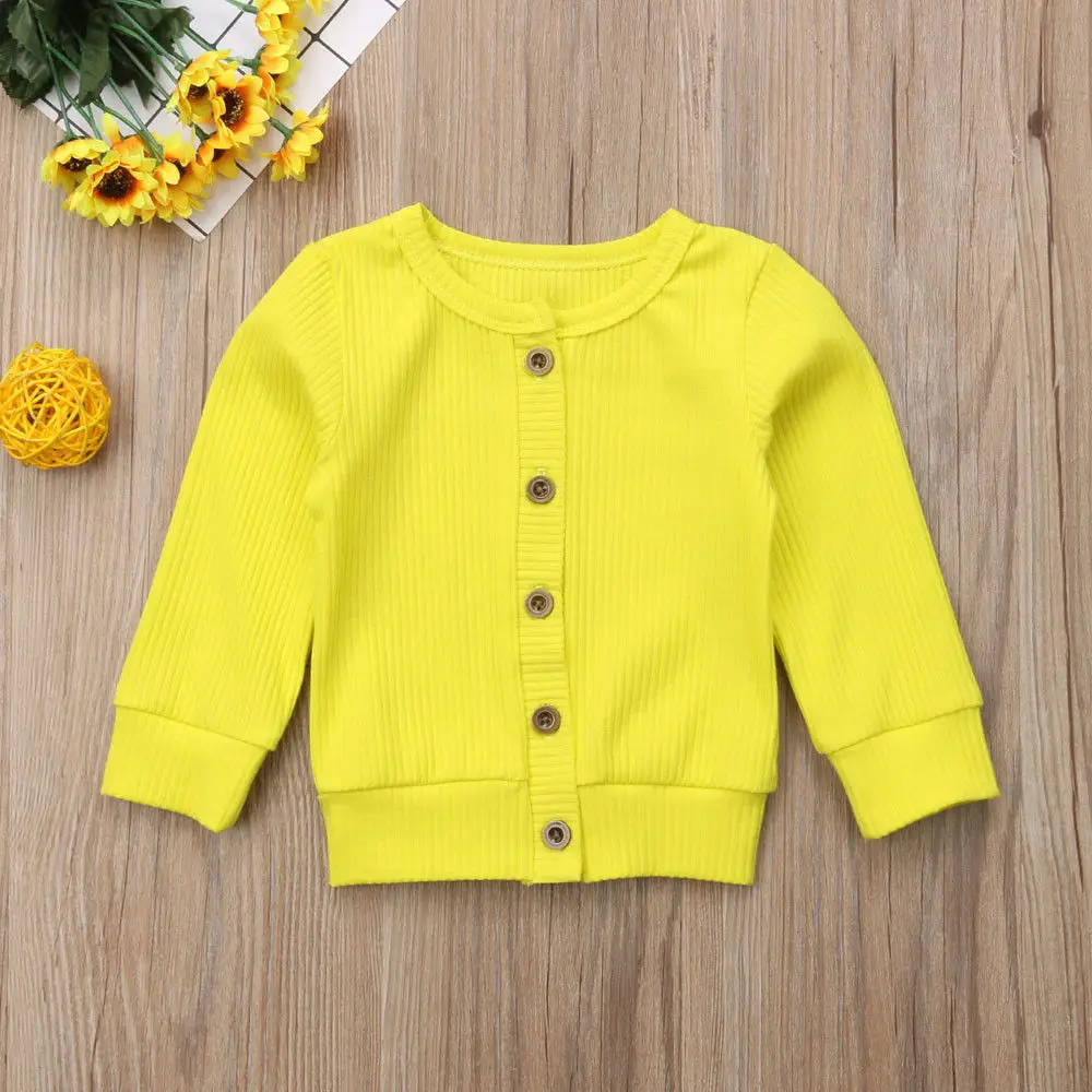 Autumn Winter Cardigan Baby Girl Boy Clothes Newborn Infant Kids Long Sleeves Knitted Sweater Coat Button Tops