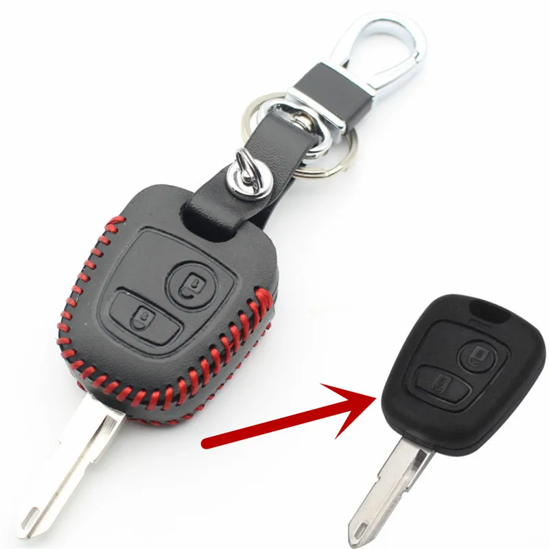 FLYBETTER Genuine Leather Key Case Cover For Peugeot 206/207/306/307/408/406 For Citroen C1/C2/C3/C4/C5/C8/XSARA/Picasso L2196