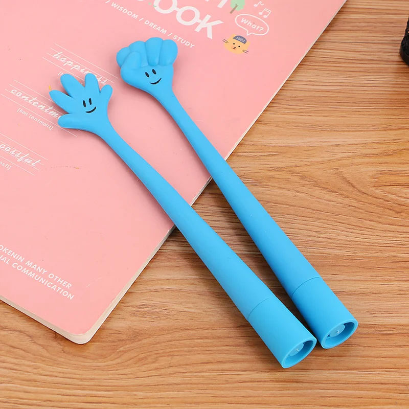 2 PCS Kawaii Cartoon Finger Ballpoint Pens Soft Glue Bendable Smiling Face Ball Point Pen for Office School Supplies Kids Gift