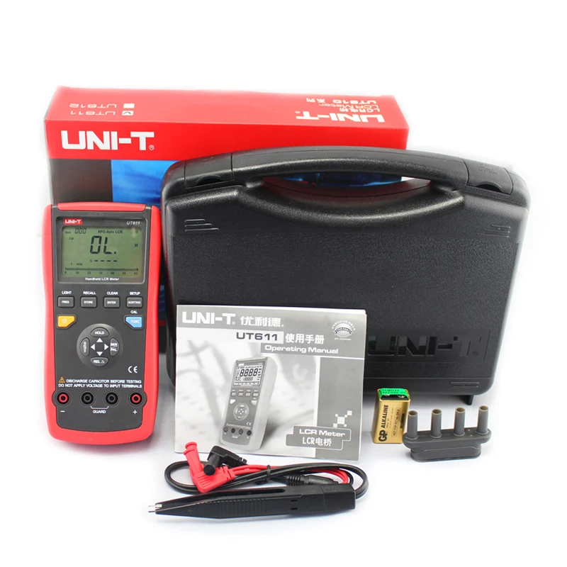 UNI-T UT611 LCR Meter Automatic Inductance Resistance LCD Backlight Display 1000 Sets Data Storage 10mF Capacitance Meter