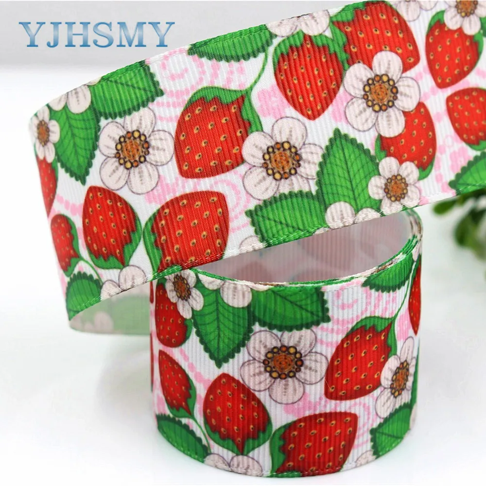 YJHSMY C-18317-68,38 mm 5 Yards Fruit strawberry Printed grosgrain ribbons,DIY handmade Hair accessories,gift wrap Material