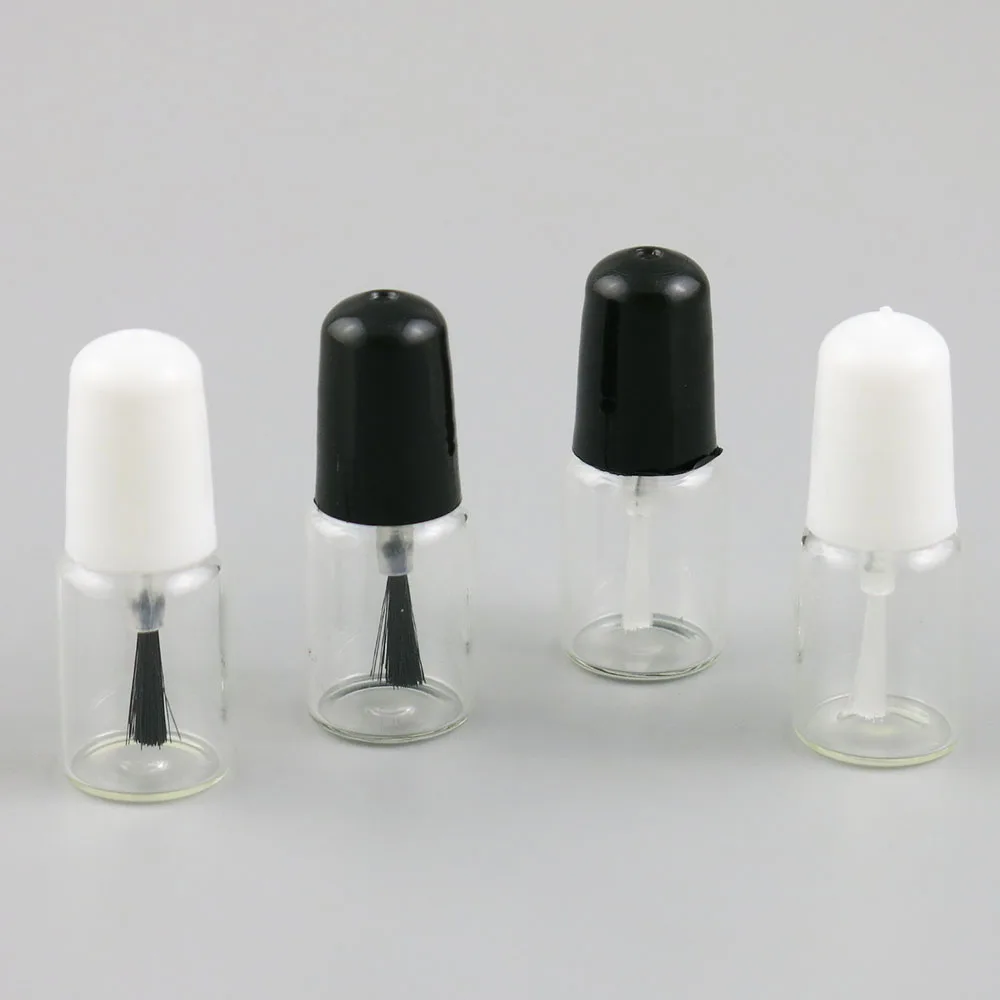 

360 x 3ml Small Empty Nail Polish Bottle Transparent Clear Glass Nail Oil Bottle with Black White Brush Cap Sample Bottle