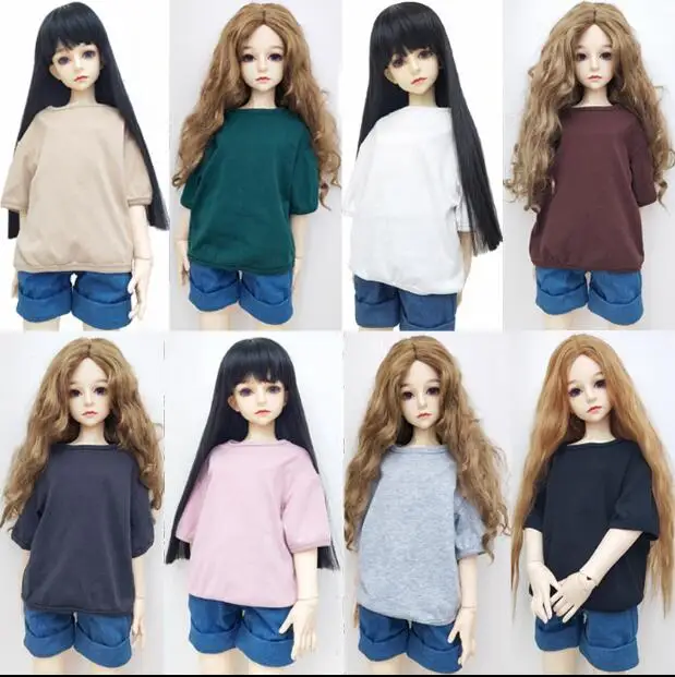 

T02-X547-4 Blyth Doll clothes 1/3 1/4 bjd 1/6 dolls Accessories colorful Solid color T-shirt shirt jeans set