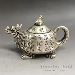 Silver-plated white copper dragon pot Decoration kettle teapots copper pot decorative antique collection
