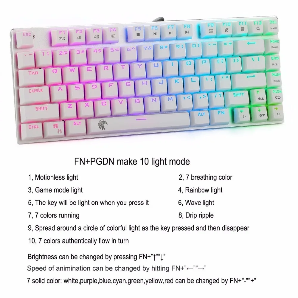 Z88 RGB Backlit 81 Keys Tenkeyless Compact Small Mechanical Gaming Keyboards DIY Outemu Blue Switches